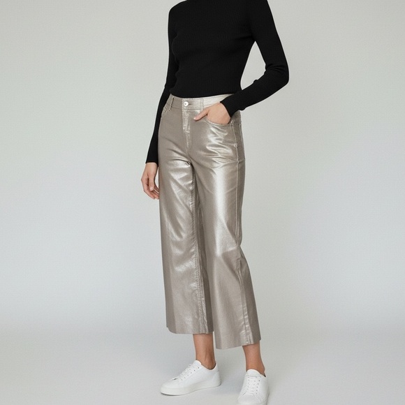 OAT New York High Rise Wide Leg Metallic Pants (BR666) - Picture 2 of 10